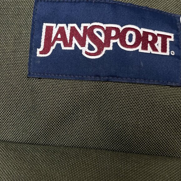 Vintage JanSport Suede Bottom Classic Backpack Olive & Brown Canvas READ - Picture 4 of 9
